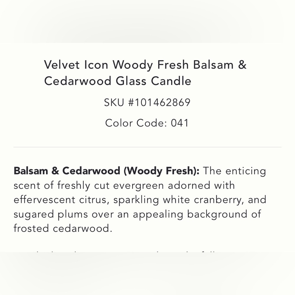 Anthropologie Velvet Icon Woody Fresh Balsam & Cedarwood Glass Candle NEW - Picture 5 of 5